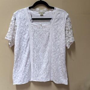 Chic White Square neck Lace Blouse for Women